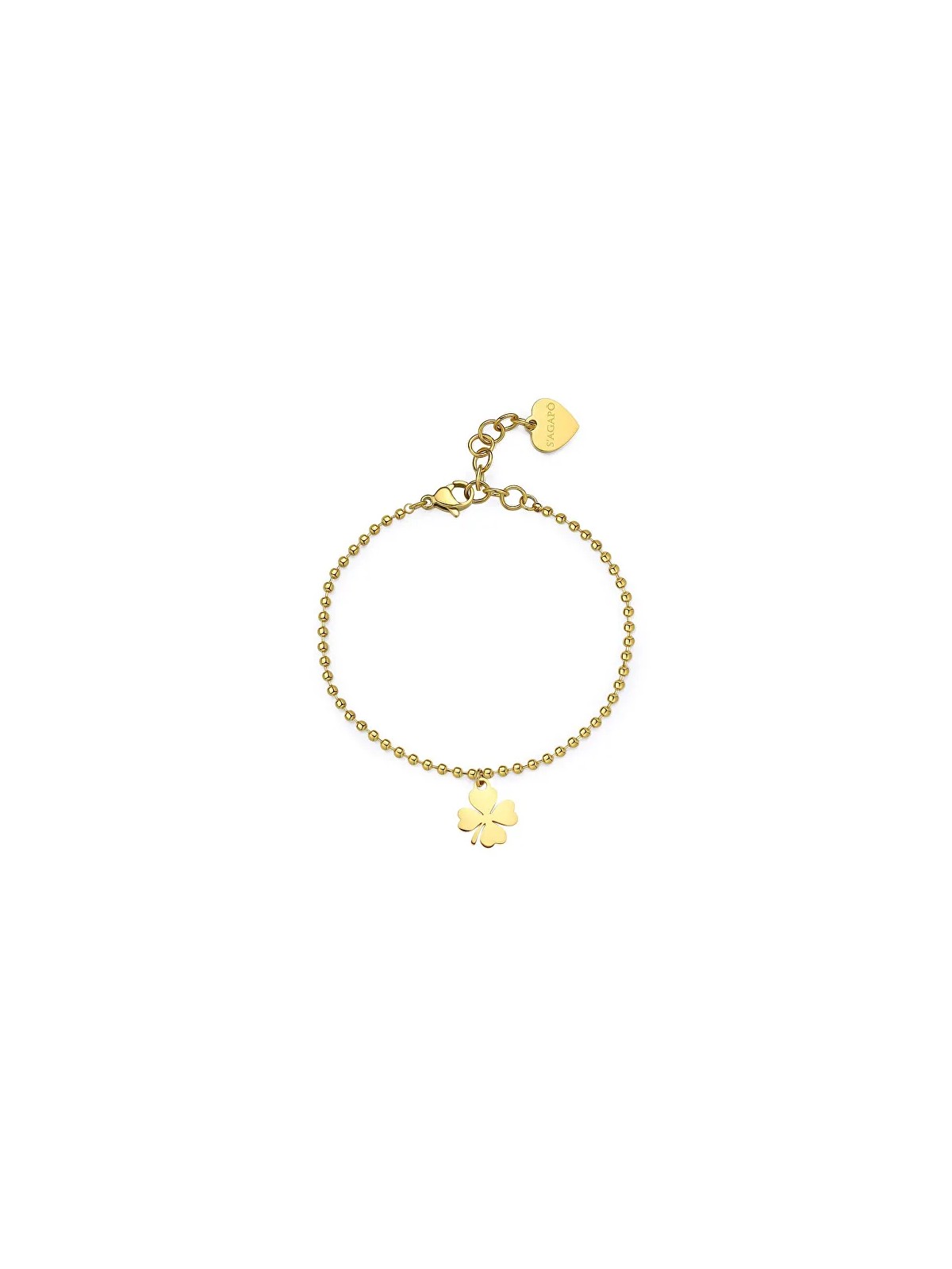 S'Agapõ Bracciale placcato oro popolare con quadrifoglio Smile SSM016 donna