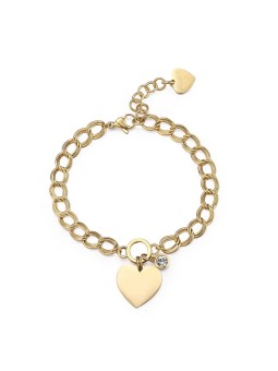 S'Agapõ Imperdibile bracciale a cuore placcato oro My love SYL22 donna