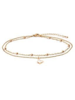 Troli Bracciale doppio placcato oro con papillon donna