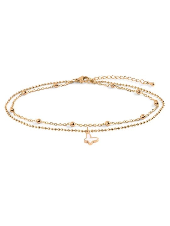 Troli Bracciale doppio placcato oro con papillon donna