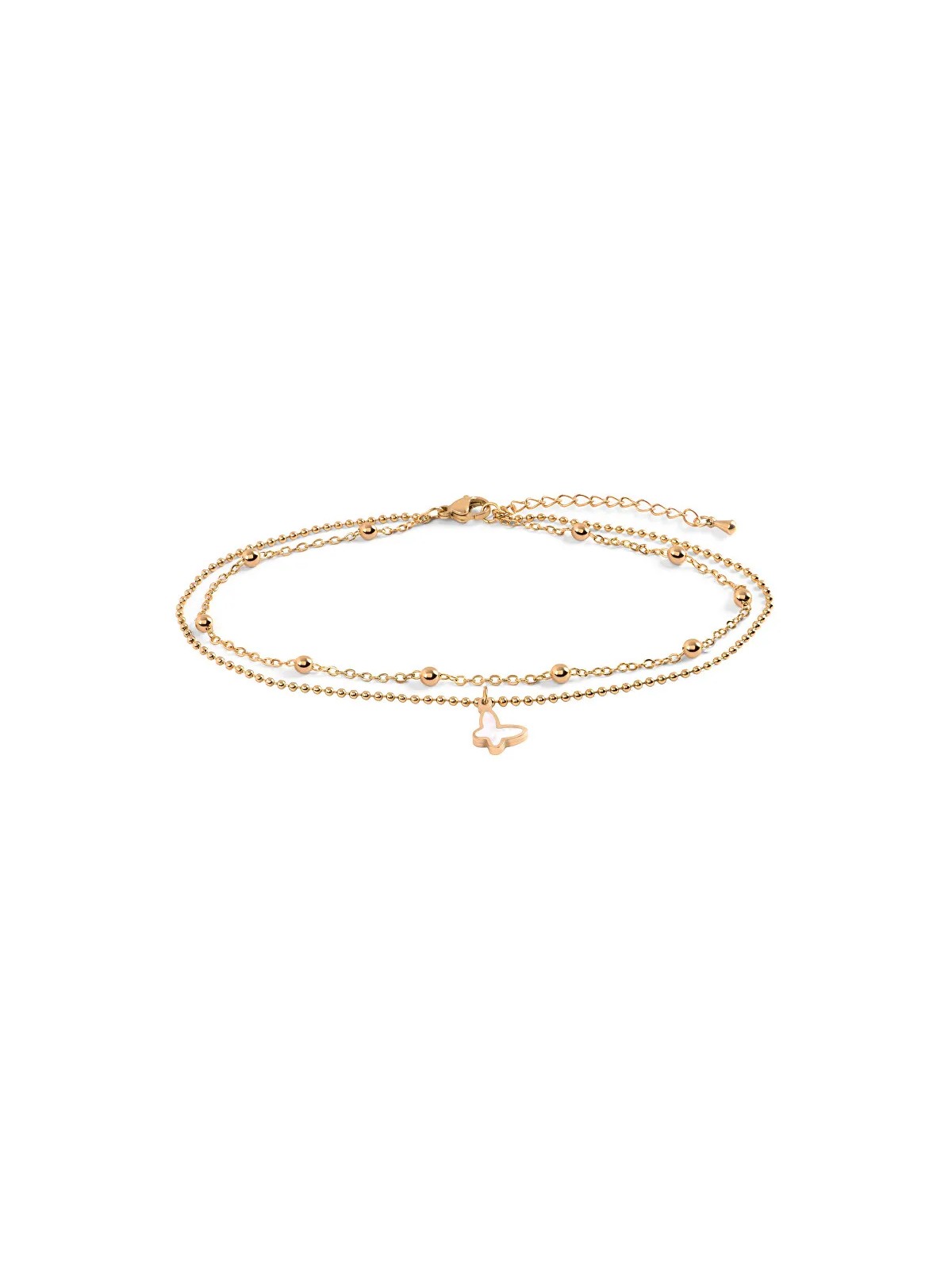 Troli Bracciale doppio placcato oro con papillon donna
