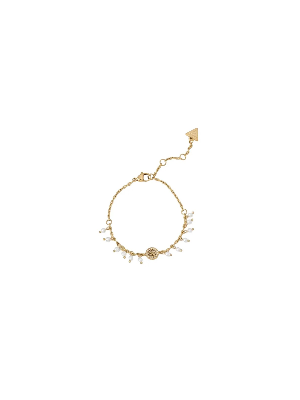 Guess Bracciale placcato oro con cristilla e perle sintetiche JUBB04681JWYGWH - Lunghezza: 18.5 cm donna