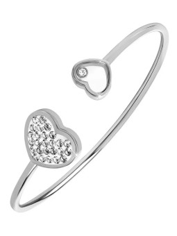 Troli Bracciale in acciaio massiccio con cuori in acciaio/trasparenti donna