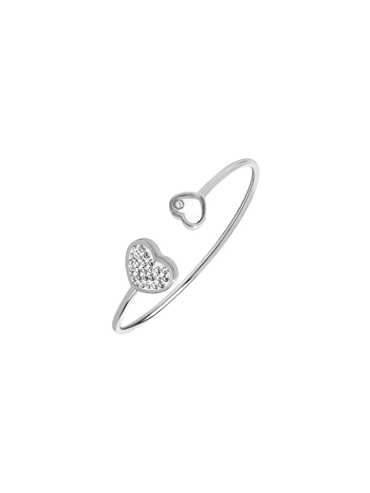 Troli Bracciale in acciaio massiccio con cuori in acciaio/trasparenti donna