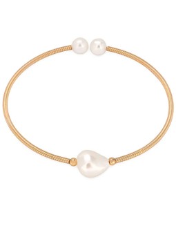 Troli Affascinante bracciale aperto con perle naturali donna