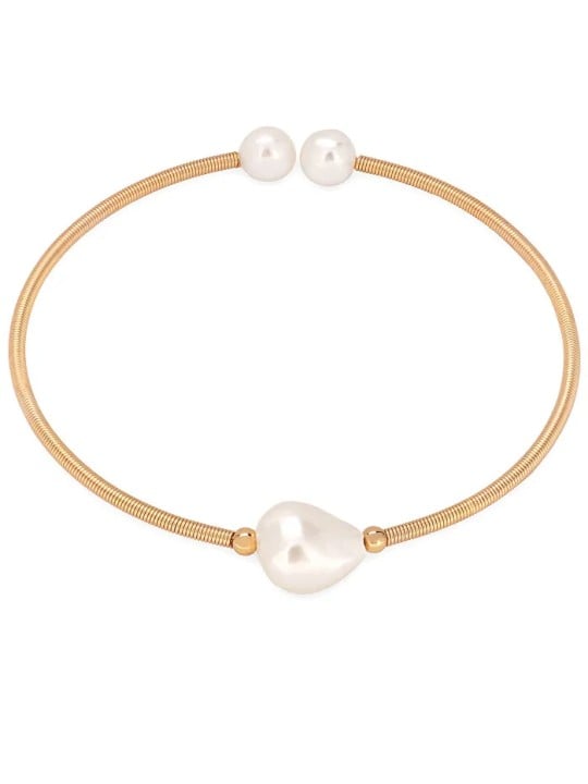 Troli Affascinante bracciale aperto con perle naturali donna