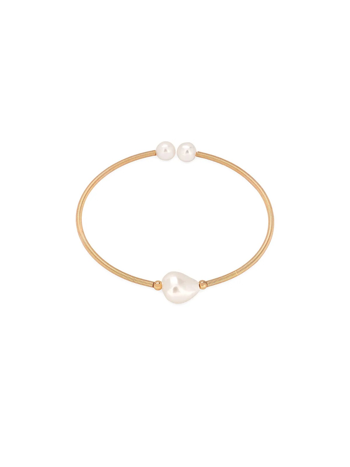 Troli Affascinante bracciale aperto con perle naturali donna
