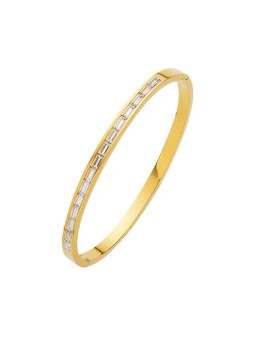 Troli Elegante bracciale massiccio placcato oro con cristilla da donna