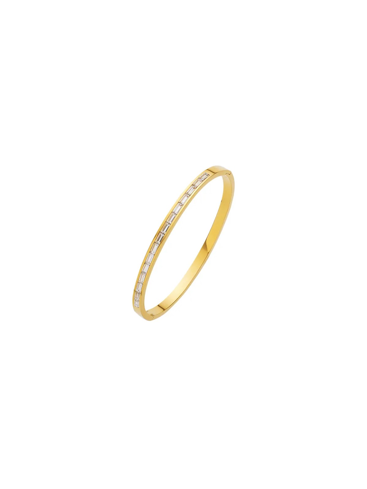 Troli Elegante bracciale massiccio placcato oro con cristilla da donna