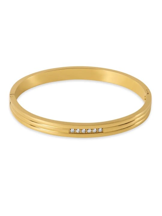 Troli Bracciale massiccio alla moda in acciaio placcato oro donna