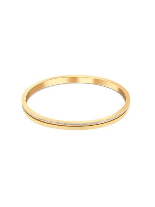 JVD Affascinante bracciale placcato oro con zirconi SSSB0057XI8GO - Diametro: 6.5 cm donna