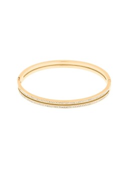 JVD Bracciale massiccio in acciaio placcato oro lucido SSSB0058XI8GO - Diametro: 6,5 cm donna