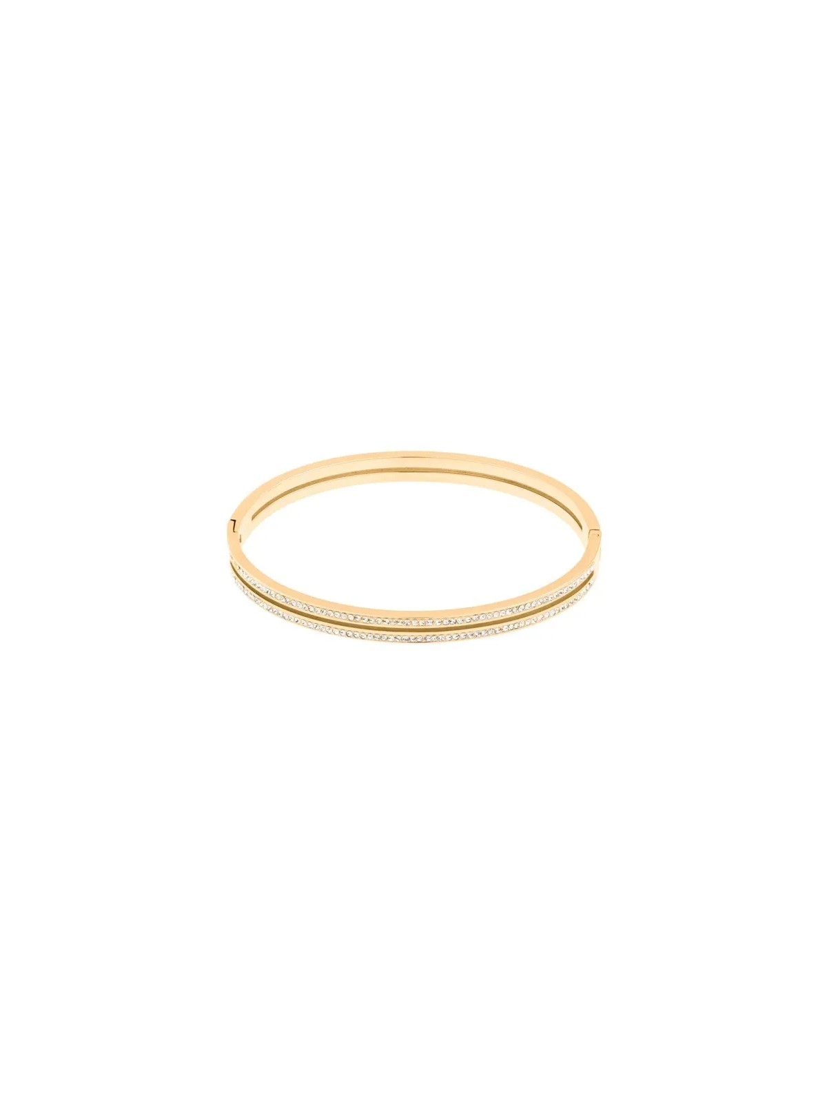 JVD Bracciale massiccio in acciaio placcato oro lucido SSSB0058XI8GO - Diametro: 6,5 cm donna