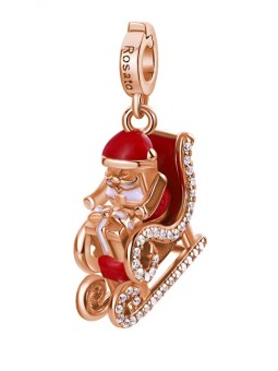Rosato Ciondolo natalizio in bronzo con zirconi di Babbo Natale Storie RZLE070 donna