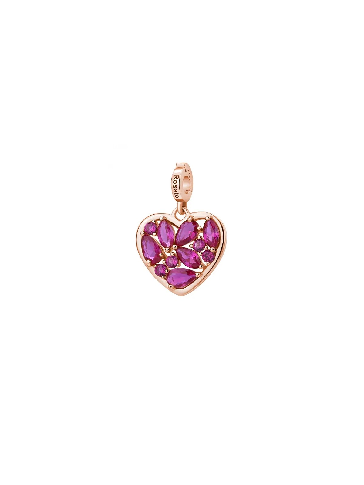 Rosato Ciondolo a cuore placcato oro con zirconi fucsia Storie RZ242 donna