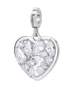 Rosato Ciondolo a cuore in argento con trasparente zirconi Storie RZ242R donna