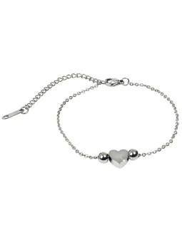 Troli Bracciale sottile in acciaio con cuore donna