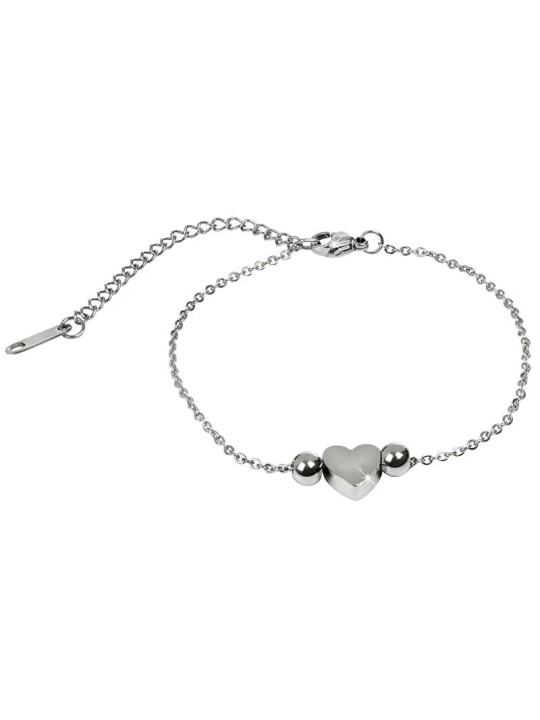 Troli Bracciale sottile in acciaio con cuore donna