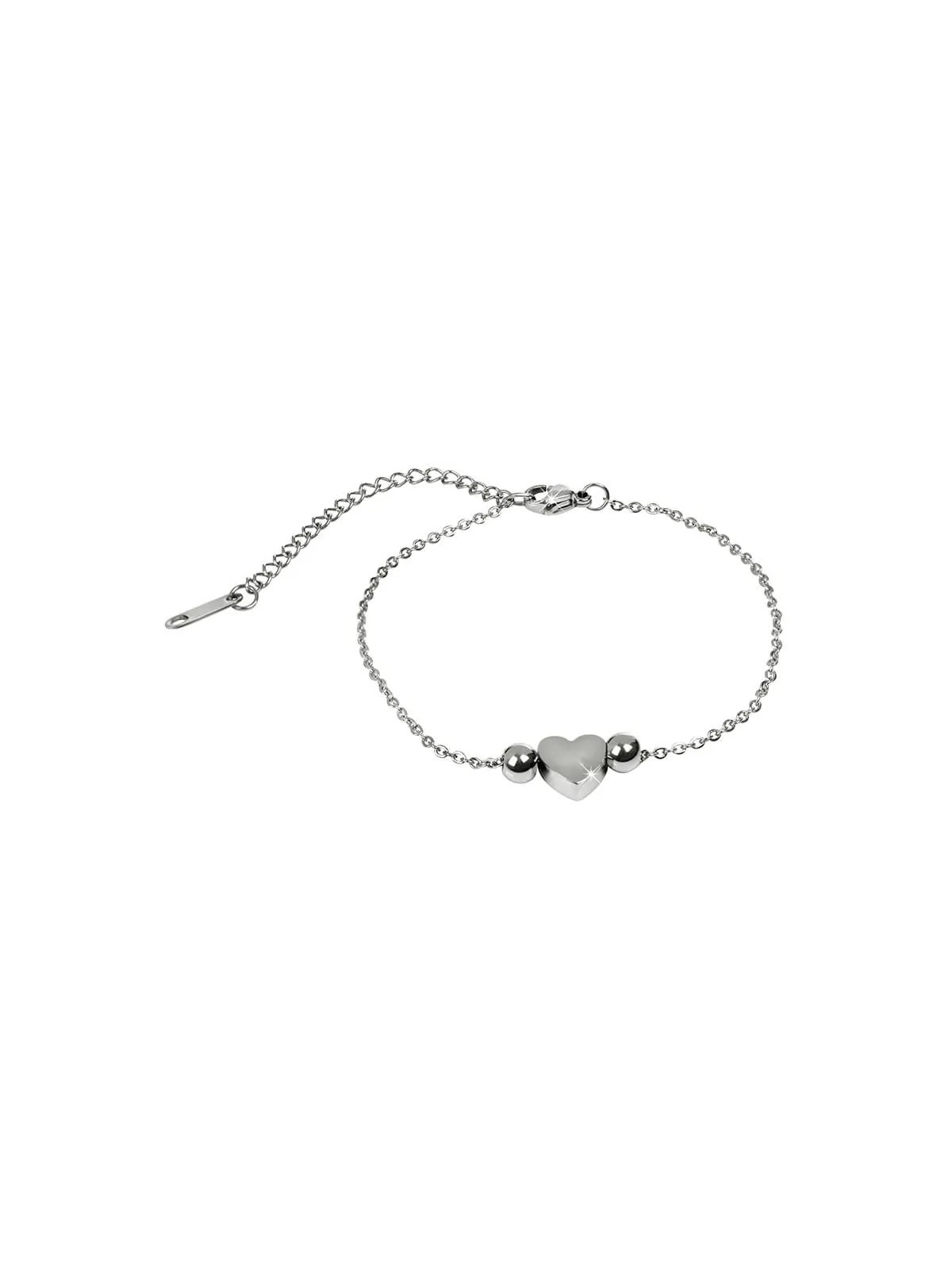 Troli Bracciale sottile in acciaio con cuore donna