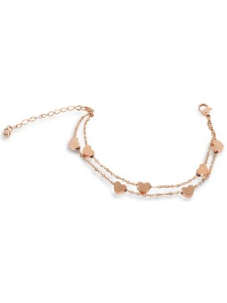Troli Bracciale a forma di cuore in acciaio placcato oro rosa donna