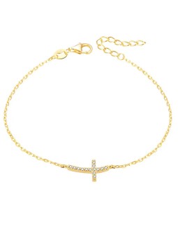 Beneto Bracciale in argento placcato oro con croce AGB484/20-ORO donna