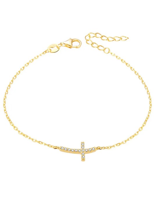 Beneto Bracciale in argento placcato oro con croce AGB484/20-ORO donna