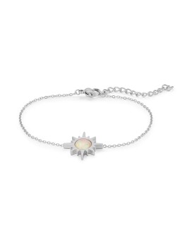 Troli Bracciale in acciaio pregiato con opale sintetico bianco donna