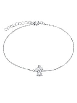 Silvego Bracciale in argento pregiato con angelo e zirconi trasparenti MW2233B donna