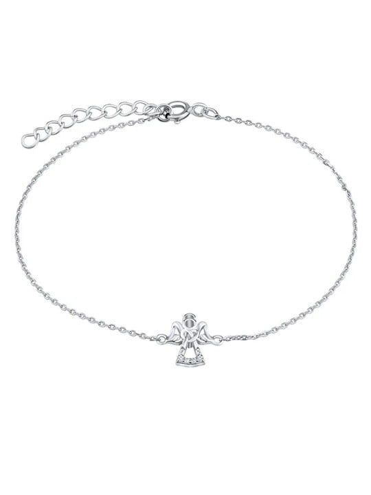 Silvego Bracciale in argento pregiato con angelo e zirconi trasparenti MW2233B donna