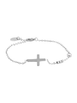 Troli Bracciale minimalista in acciaio con croce VCBW024S donna