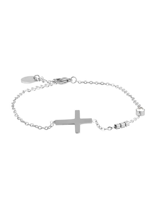 Troli Bracciale minimalista in acciaio con croce VCBW024S donna
