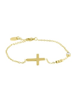Troli Bracciale minimalista placcato oro con croce VCBW024G donna
