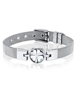 Silvego Bracciale in acciaio con quadrifoglio KMM111134 donna
