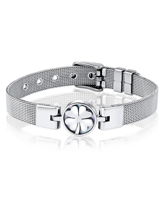 Silvego Bracciale in acciaio con quadrifoglio KMM111134 donna