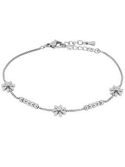 Troli Delicato bracciale in acciaio con fiori da donna