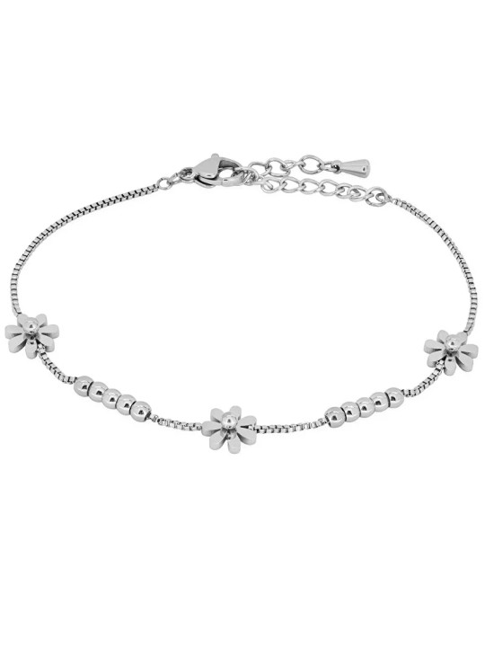 Troli Delicato bracciale in acciaio con fiori da donna