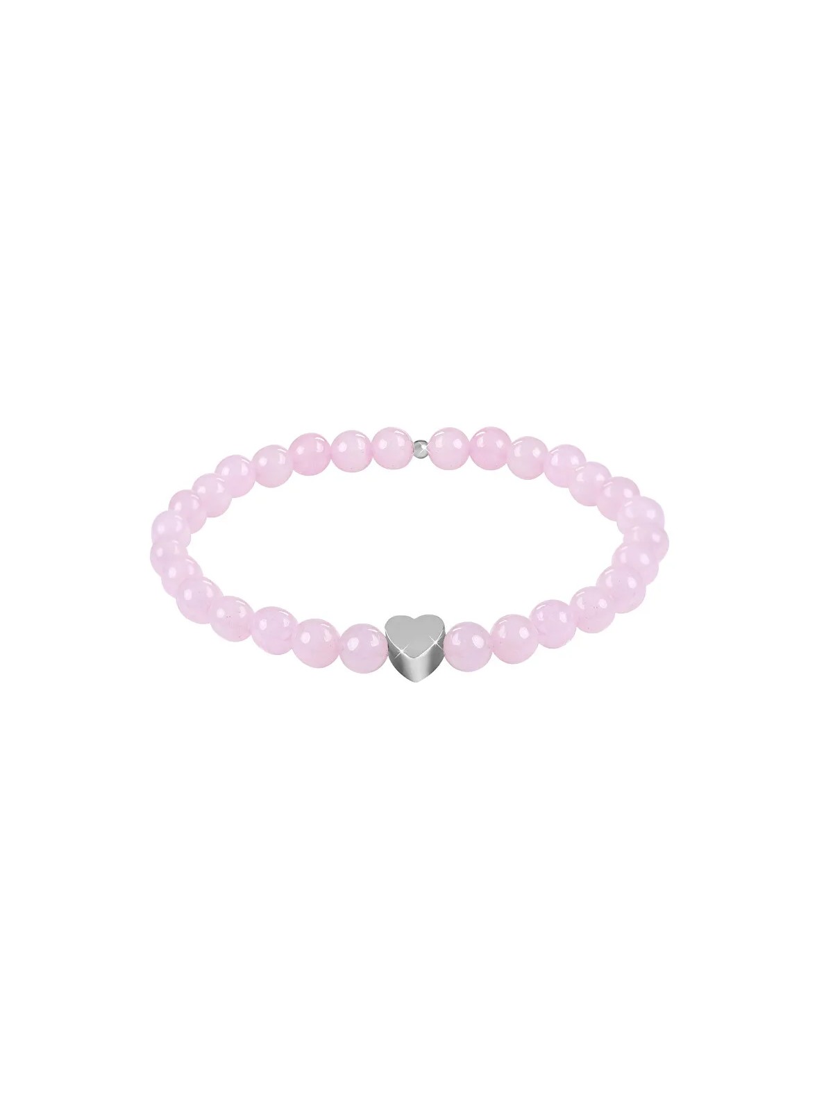 Troli Bracciale in quarzo rosa con perline e cuore - Lunghezza: 20 cm donna
