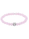 Troli Bracciale in quarzo rosa con perline e cuore - Lunghezza: 20 cm donna
