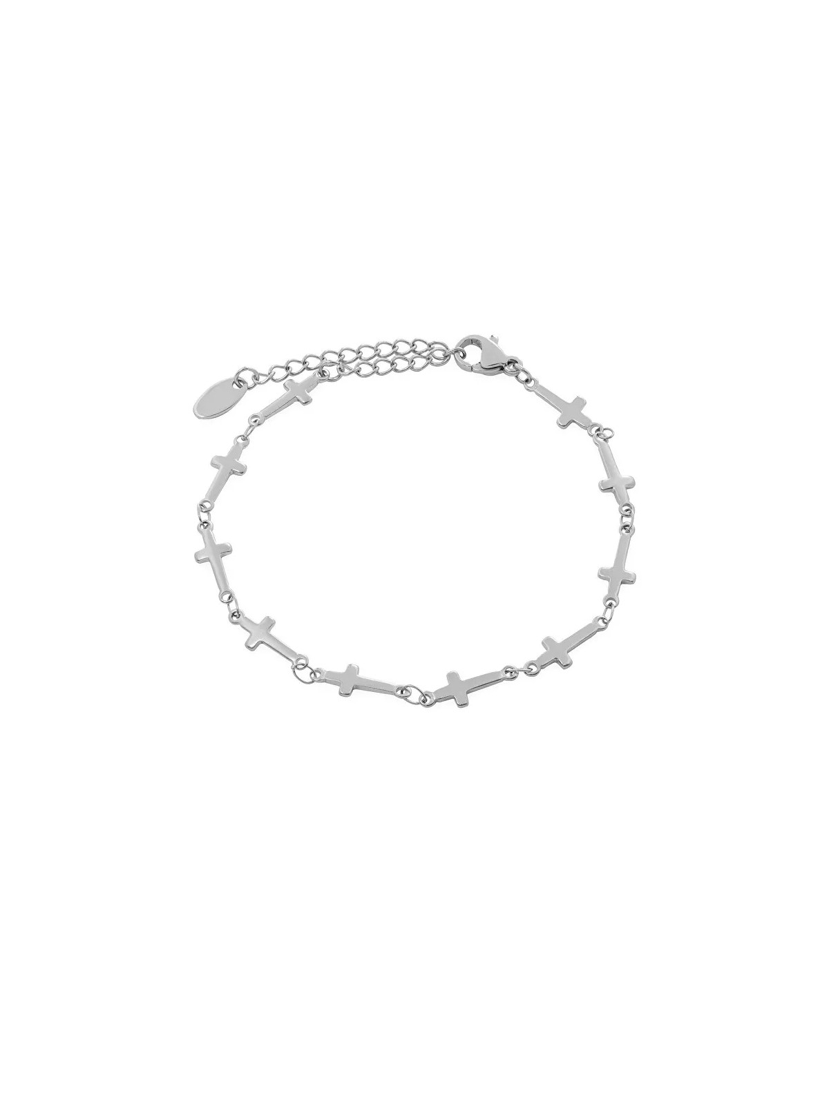Troli Elegante bracciale in acciaio con croci - Lunghezza: 19 cm donna