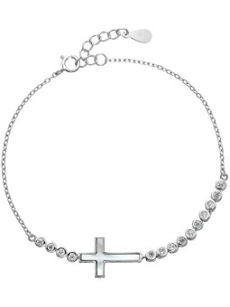 Evolution Group Bracciale in argento delicato con zirconi Croce 13016.1 donna
