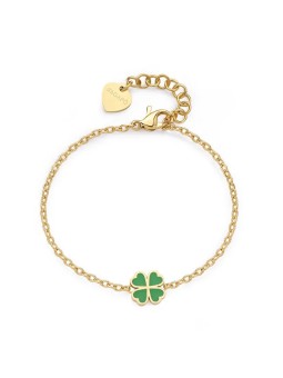 S'Agapõ Delicato bracciale placcato oro con quadrifoglio Click SCK261 donna