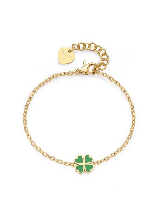 S'Agapõ Delicato bracciale placcato oro con quadrifoglio Click SCK261 donna