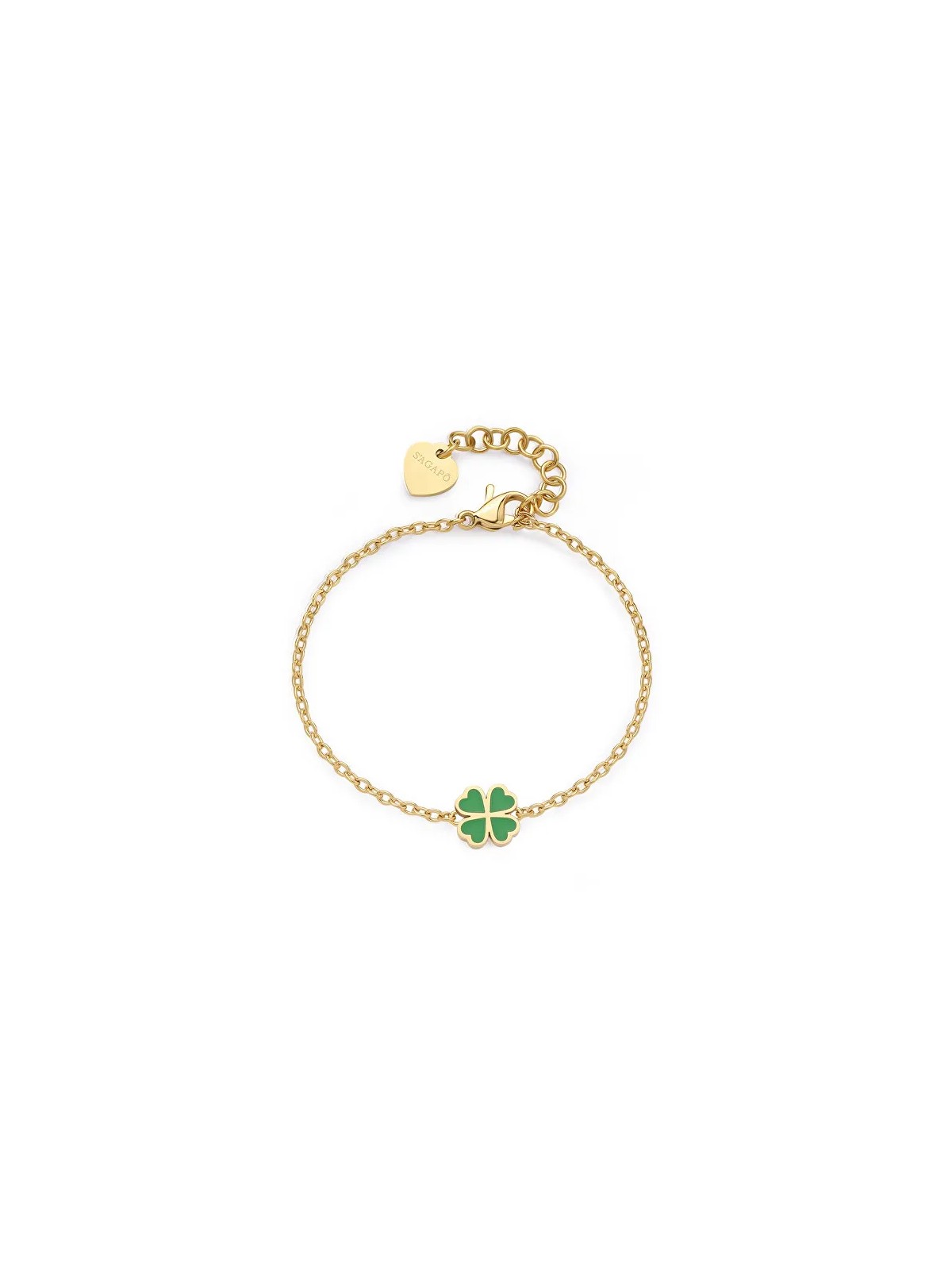 S'Agapõ Delicato bracciale placcato oro con quadrifoglio Click SCK261 donna