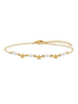 Troli Bracciale placcato oro giallo con perle e stelle donna