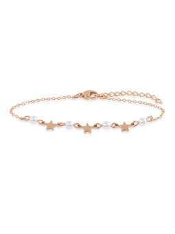 Troli Bracciale placcato oro rosa con perle e stelle donna