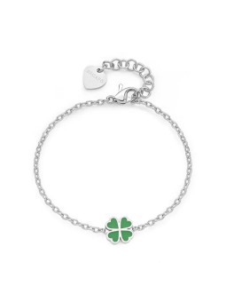S'Agapõ Delicato bracciale in acciaio con quadrifoglio Click SCK260 donna