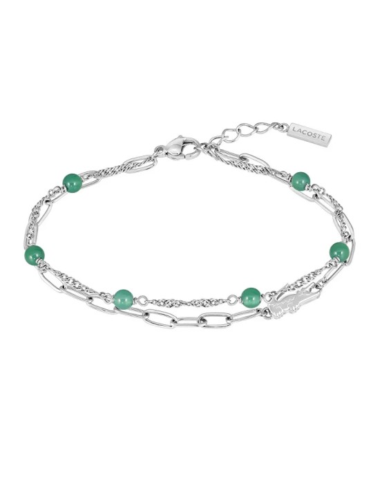Lacoste Bracciale da donna in acciaio con perline verdi Deva 2040457 donna