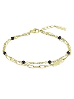 Lacoste Bracciale da donna placcato oro con perline nere Deva 2040458 donna