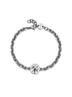 S'Agapõ Bracciale uomo in acciaio Bussola con zircone Nautika SNK17 uomo