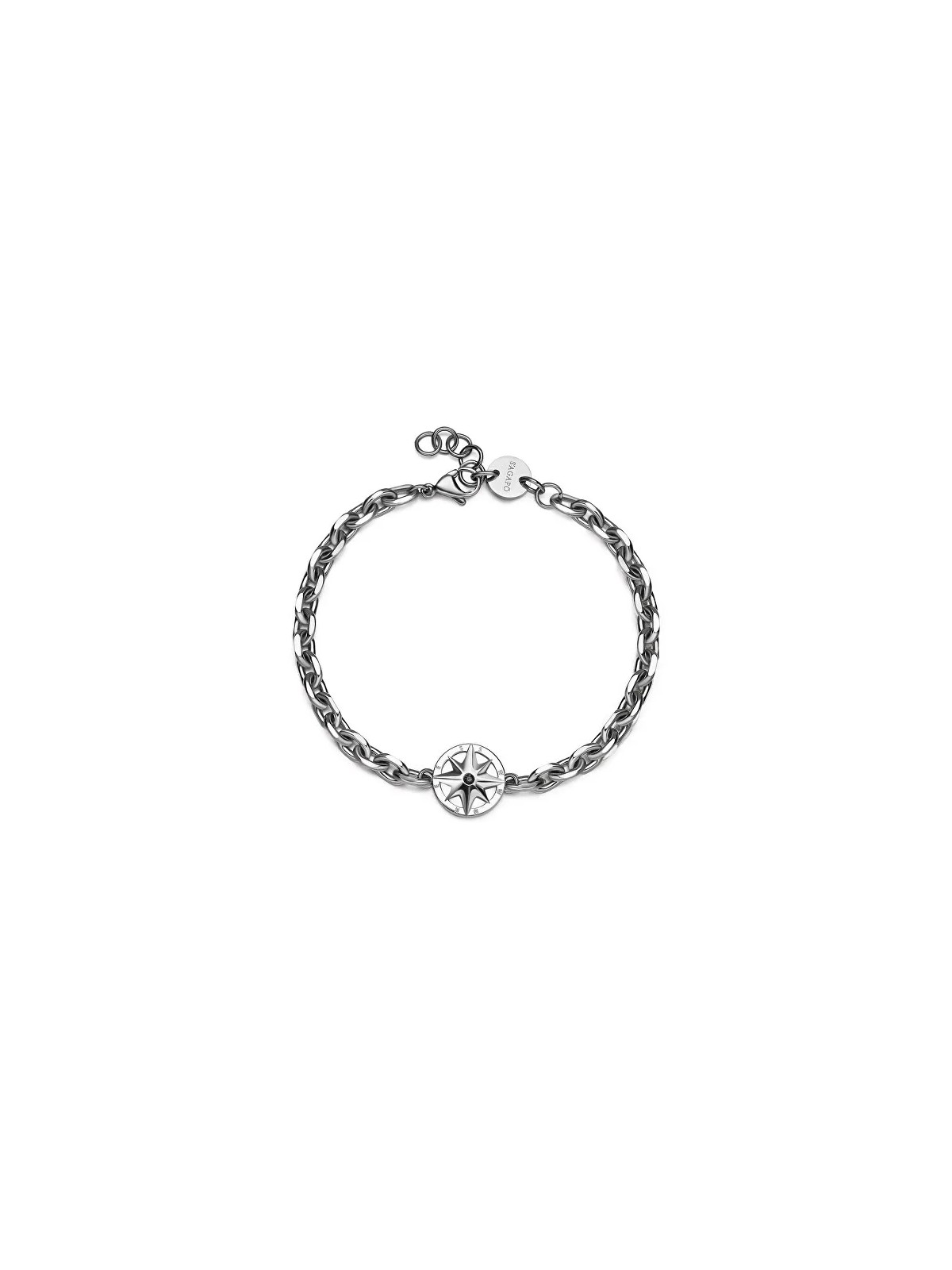 S'Agapõ Bracciale uomo in acciaio Bussola con zircone Nautika SNK17 uomo